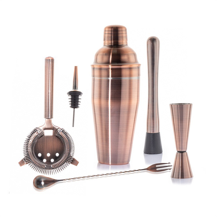 Stainless Steel Cocktail Kit Shaker Mixer Drink Bartender Antique Copper Barware Set