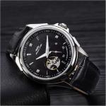 Waterproof Luxury Tourbillon Mechanical Watch Stainless Steel Case Bottom