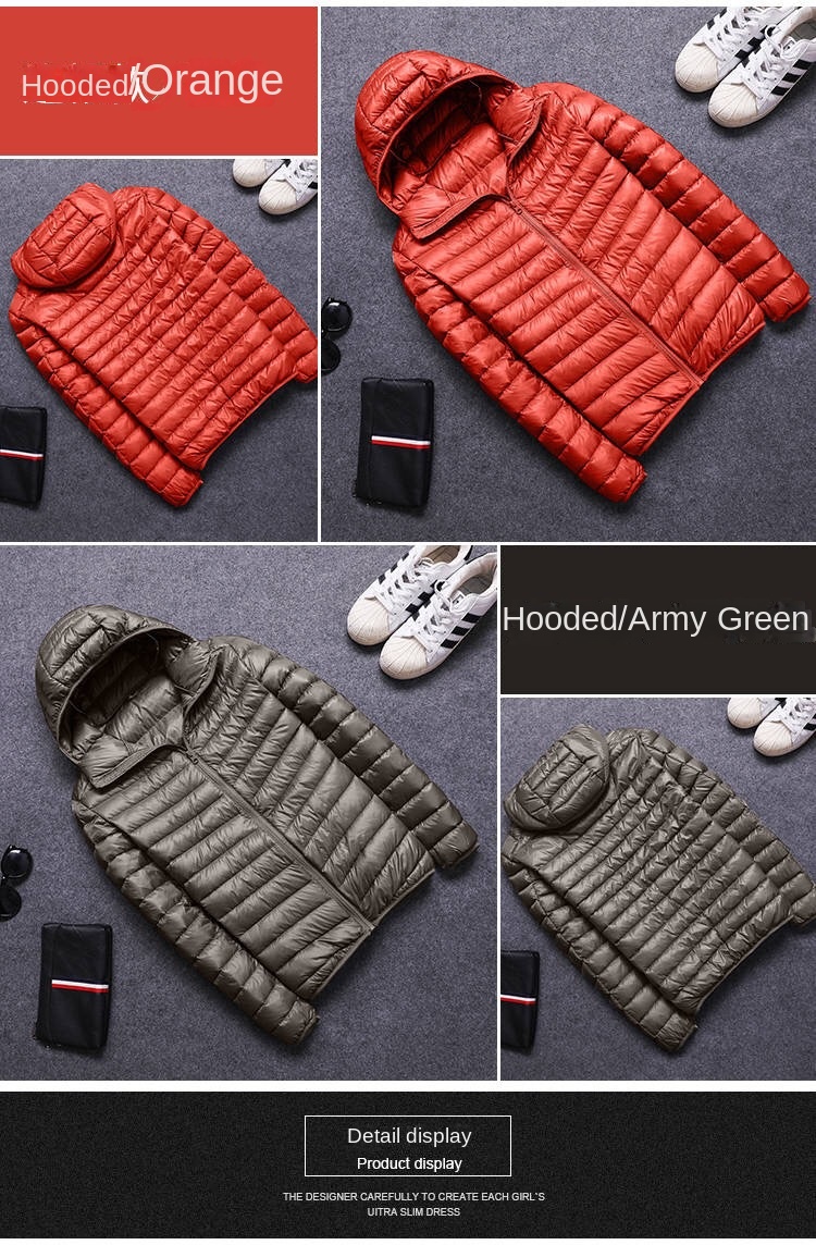 Blank Hooded Warm Down Jacket Casual Lightweight Winter Men Jackets