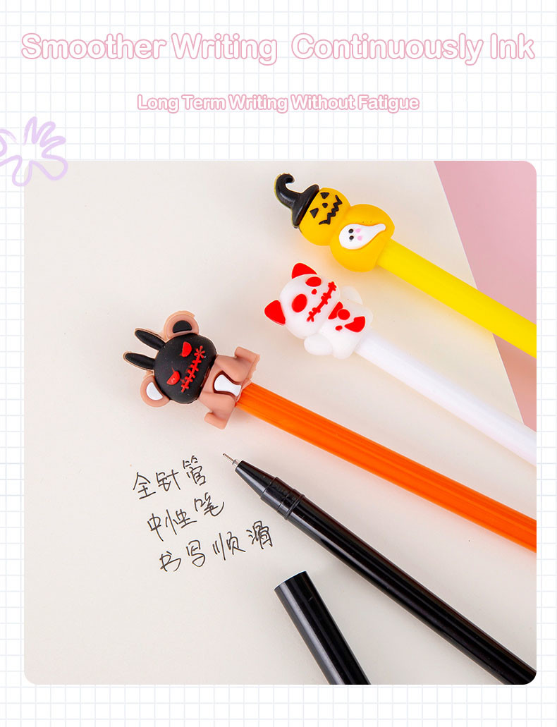 Creative Halloween Theme Gel Pen 0.5mm Cartoon Pumpkin Bat Ghost Gift Gel Pen