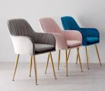 Velvet Modern Nordic Dining Chair White Green Pink Powder Coating Legs 40 Cm