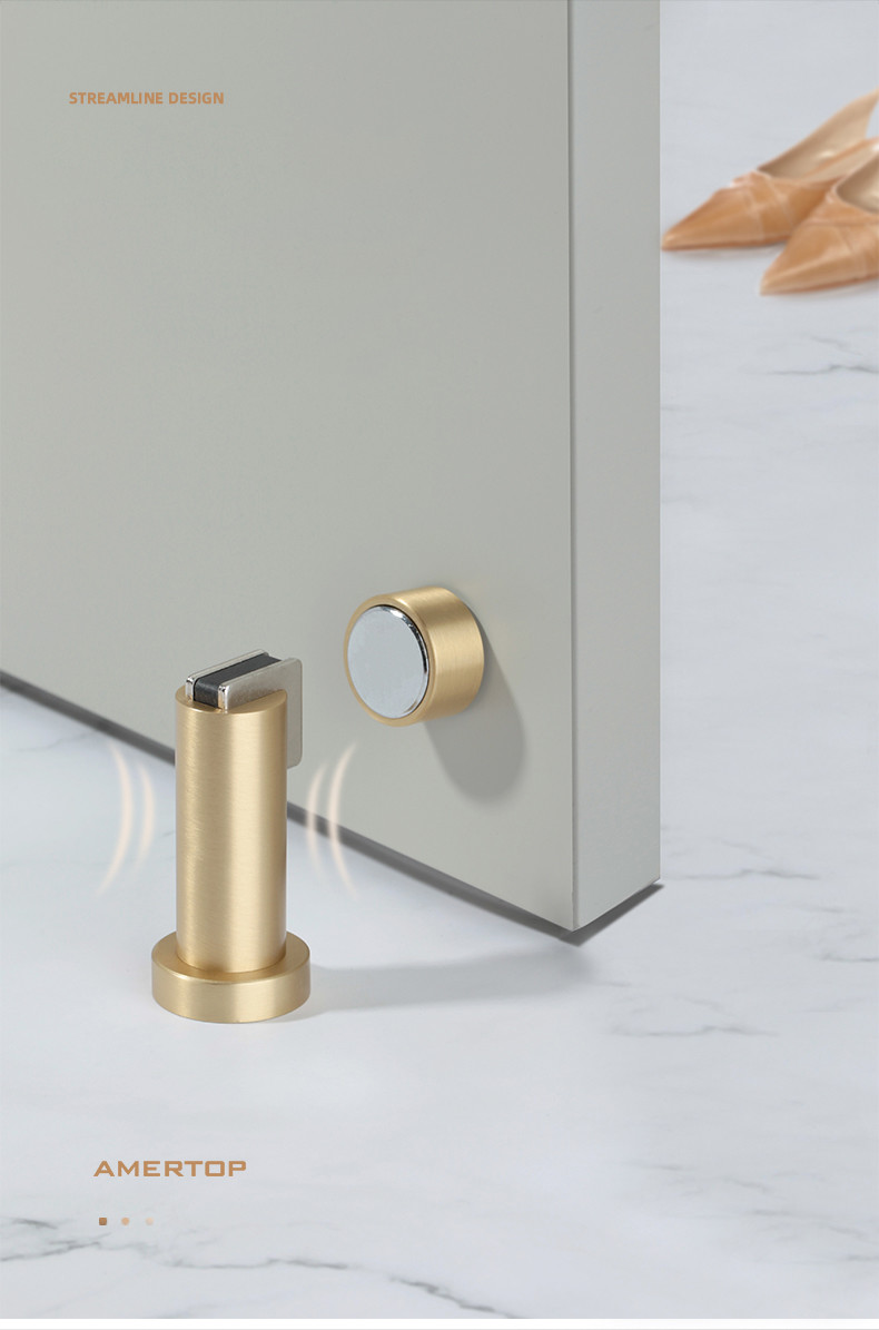 Pure Brass Non Perforated Anti Collision Door Stop , Bathroom Door Stopper Gate Resistor