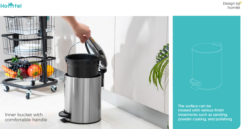Foot Pedal Structure 3L/5L/12L/20L/30L BSCI Household Pedal Bin Round Stainless Steel Trash Bin With Thin Lid