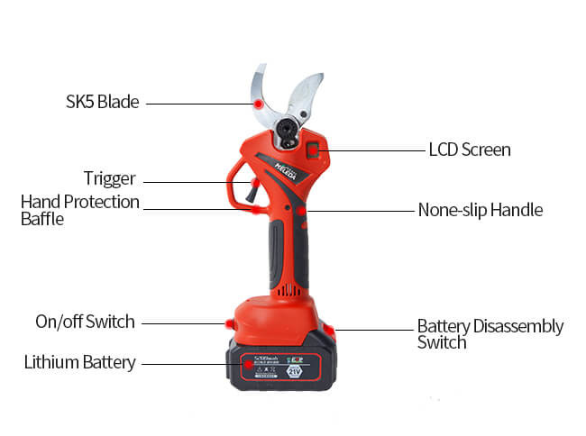 Rechargeable Battery Electric Pruner Shears 21V Cordless Electric Pruning Scissors