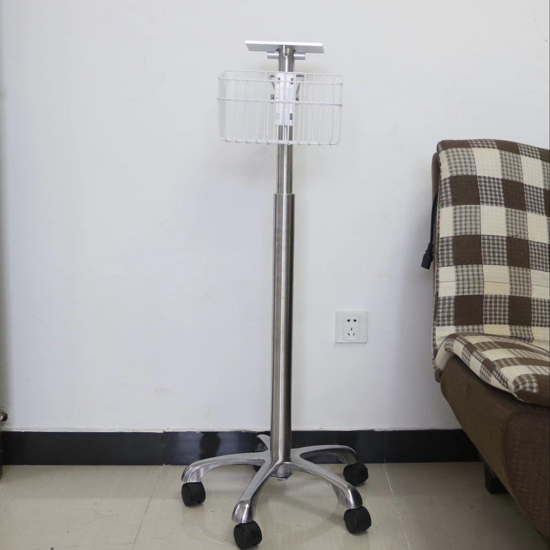 Economical Height Adjustable Patient Monitor Trolley Cart For Hospital