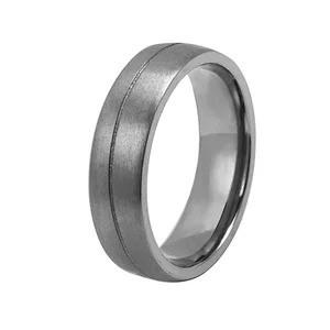 China Mens Thin Line Tantalum Ring Wedding Band Finger Anillos Titanium Steel Black Rings wholesale