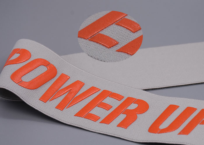 Shiny Silicone Logo 47mm Wide Non Slip Elastic Band For Garments