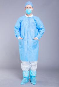 China SMS Blue Disposable 35GSM Polypropylene Lab Coat wholesale
