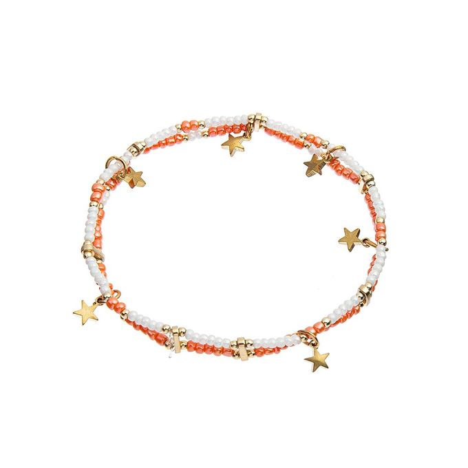 5mm Brass Star Handmade Beads Bracelets With 2mm Seed Beads