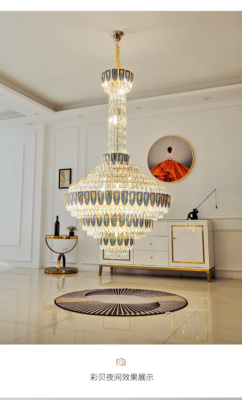 Designer Duplex Building Light Luxury Postmodern Empty Living Room hotel large chandelier(WH-NC-108)