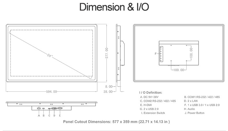 Open Frame Industrial Touch Screen Display