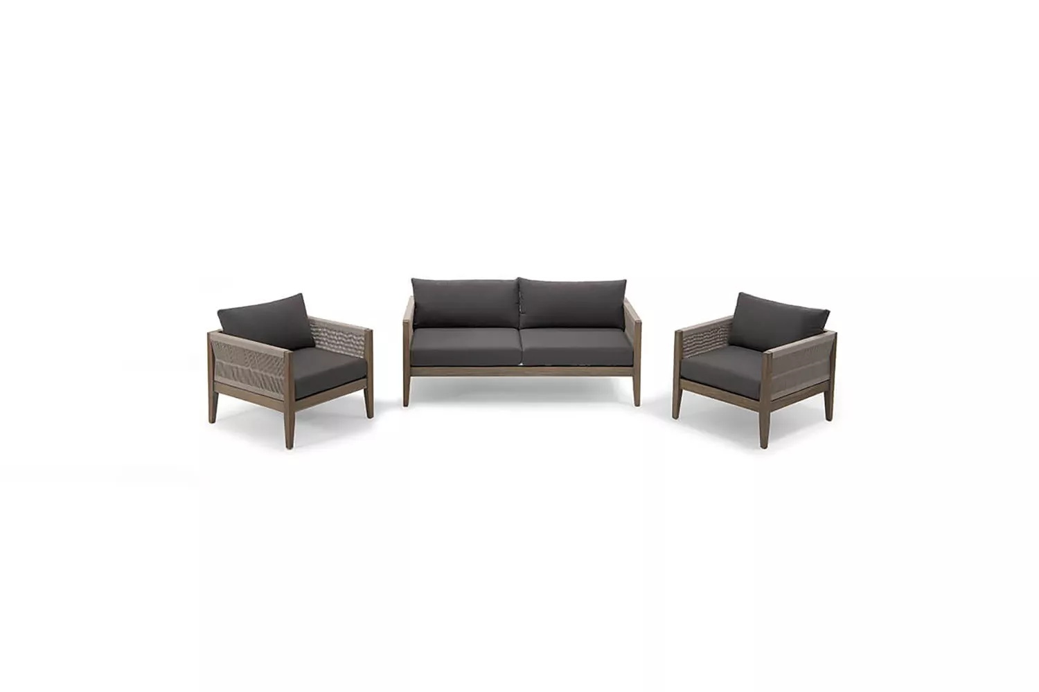 Garden Set AJUNION Luxury Teak Wood Outdoor Furniture Lounge Set Modern Polyester Rope Patio Set