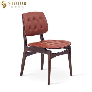 China Modern Classic Red Faux Leather Dining Chairs 58cm Width Solid Wood Legs wholesale