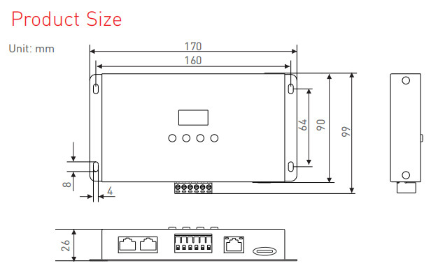 Black Artnet To SPI Artnet Pixel Controller With RJ45 DMX Connection