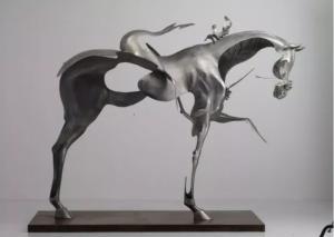 China Life Size Brushed 304/361L Stainless Steel Horse Decor Sculpture wholesale