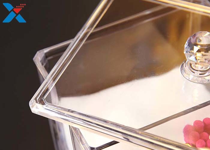 Transparent Square Acrylic Box , Acrylic Cotton Box Lipstick Display Stand