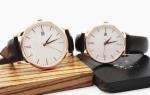 Charm Mens Stainless Steel Watch / Black Leather Wrist Watch Pair For Couples