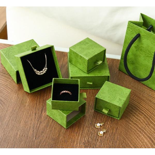 CUSTOM LOGO Wholesale Customizable Factory Green Drawer Box Jewelry Box Ring Earring Pendant Necklace Bracelet Jewelry Packaging Box