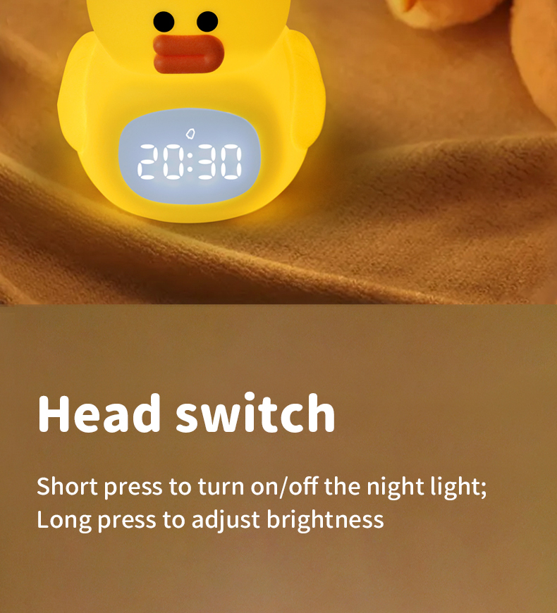 Custom Cute Silicone Duck Led Night Light Dimmable Bedside Touch Lamp for Kids