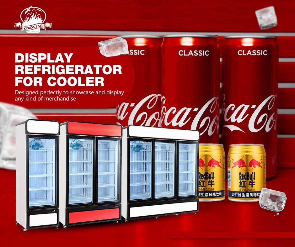 Hot Sale Commercial 1 2 3 Door Vertical Refrigerator Display Case Beer Beverage Cooler