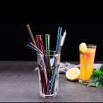 OEM 2in1 Coffee Cocktail Long Stainless Steel Straws With Spoon