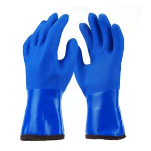 China Grip Grain Finish Hand Pvc Heavy Duty Industrial Safety Working Gloves Cotton Liner Orange Full Coated Pvc Dip Gloves wholesale