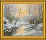 Snow River Original Oil Landscape Paintings Wall Art 20"X24"