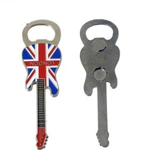 China Custom Promotion LONDON Tourism Souvenir Gift Guitar Shape Metal Fridge Magnet Beer Bottle Opener, Embossed Logo wholesale