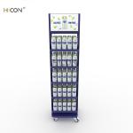 Movable Double-sided Blue Metal Drinks Cabinet Display Unit