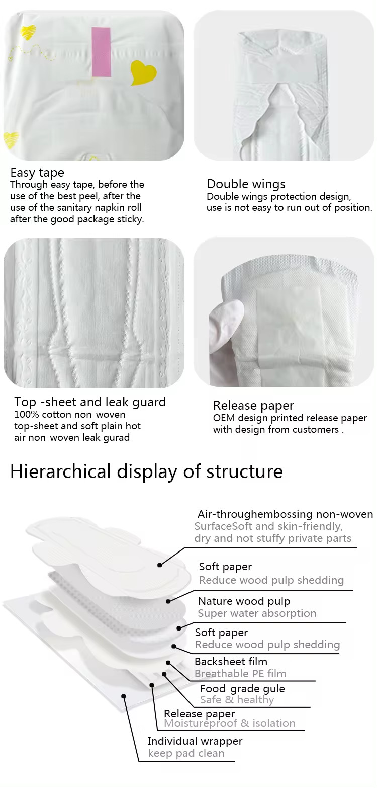 Natural Perfume Night Use Lengthen 290MM Menstrual Lady Pad Women Winged Leakproof Sanitary Napkins