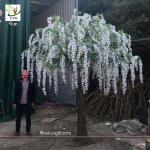 UVG walk way decoration 10ft white wisteria blossom fake trees for wedding