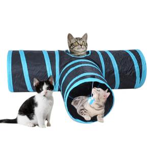 China Portable Collapsible 3 Way Cat Tunnel With Pom Ball wholesale