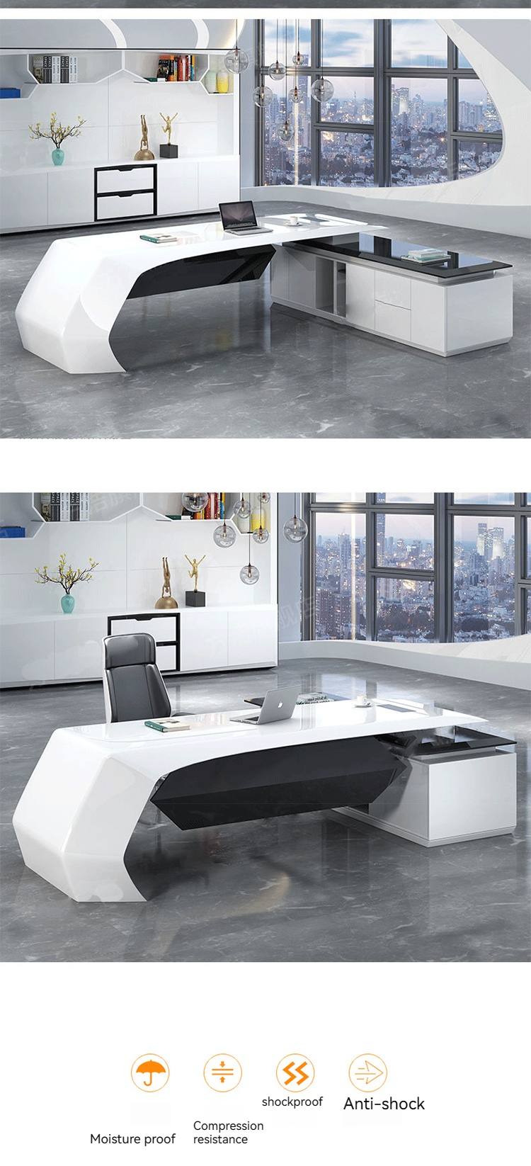 Customizable Lacquer Large Desk Perfect for Managers and Supervisors in the Office