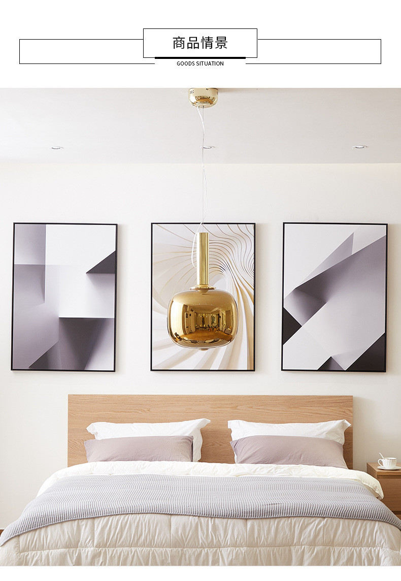 Chrome gold pendant light Glass Art luxury living room Restaurant Bar Dusk Dawn Pendant Light(WH-GP-146)