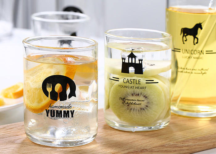 High Borosilicate Personalized Glass Cup , Etched Glass Coffee Mugs