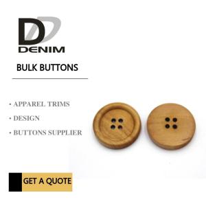 China 4 Holes Nature Wooden Buttons With Personalized Logo Raised Edge Light Weight Overcoat wholesale