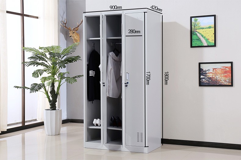Anti Corrosion 0.6mm Metal Locker Storage Cabinet 3 Door Family