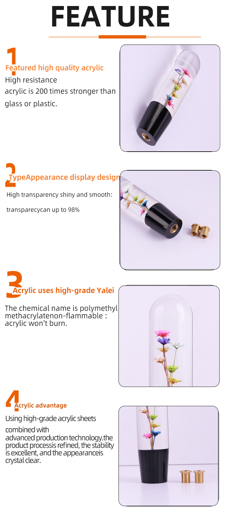 Dried Flower Shift Knob Resin Cherry Blossom Shift Knob
