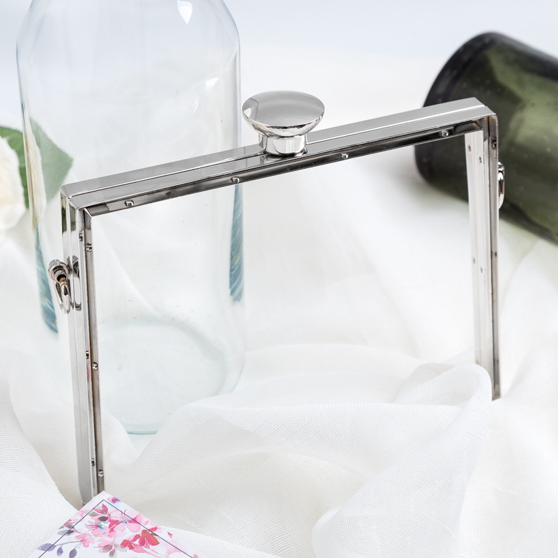 Zinc Alloy Round Clasp Silver Purse Clutch Frames