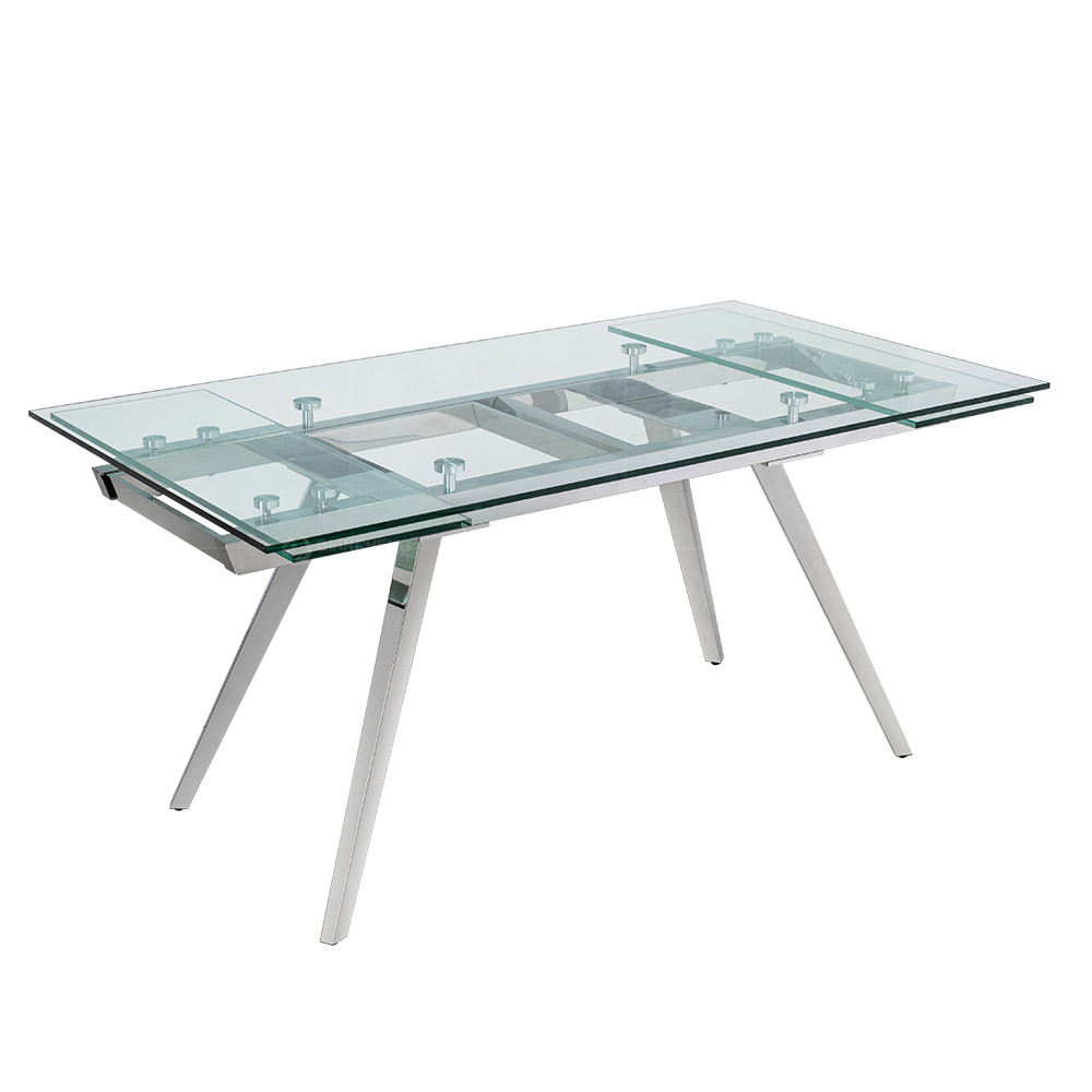 Modern dining room Rectangular Shape Glass Top SS Dining Tables
