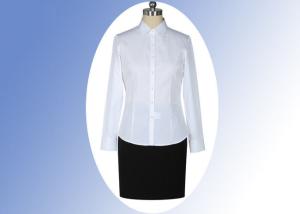 China Twill Woven Fabric Office Work Uniforms Plain Dyed Free Ironing With Fashion Lapel wholesale
