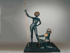 China Handmade Bronze Modern Interior Sculptures Metal Art Painted Abstract Figure wholesale