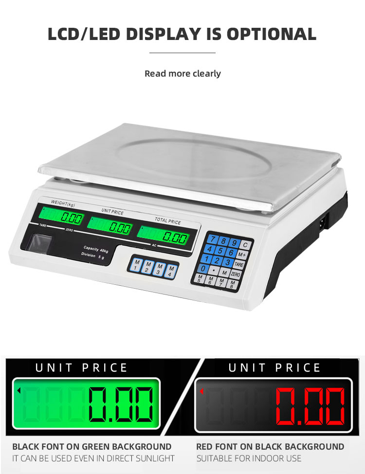 Durable Veidt ACS-A9 30kg/40kg Stainless Steel Electronic Digital Weighing Scale for Kitchen 1g Computing Weight Polygon