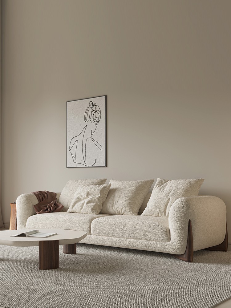 3 Seater Modern Fabric Sofa Set White Teddy Fleece Sponge Filling
