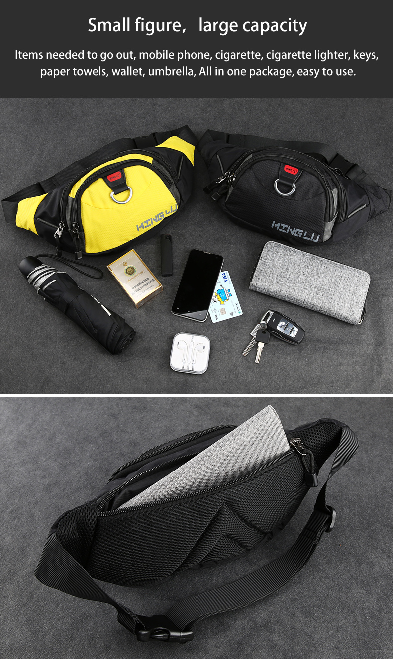 Red Yellow Women Designer Waterproof Waist Bag Solid Color Multi Storey