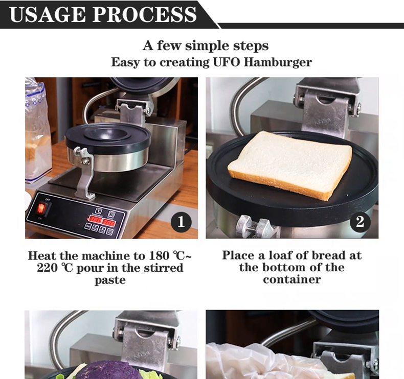 10.5KG Gross Weight Multifunctional Non-stick Panini Press for UFO Burgers and Waffles