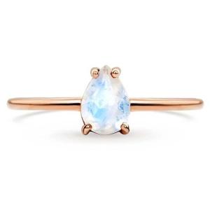 China Pear Cut Dainty Moonstone Ring , 14K Rose Gold Simple Moonstone Ring wholesale