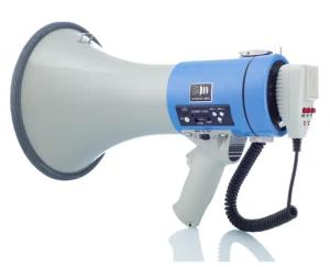China 260 Seconds Police Siren With Mic Voice Recording White Cheer Megaphone With Handle wholesale