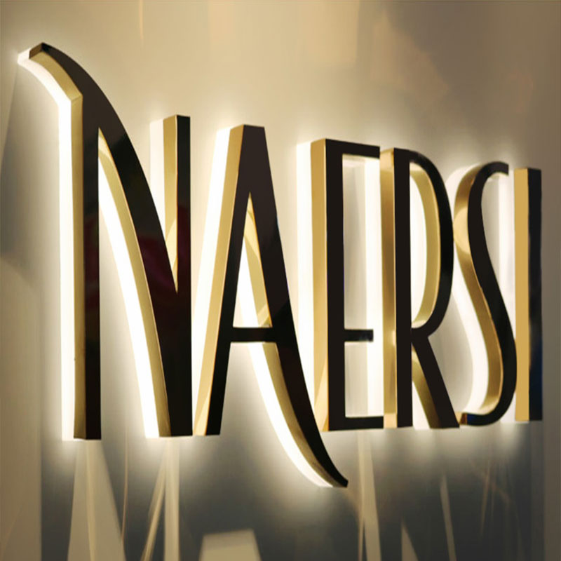 Outdoor Stainless Steel Backlit Signs Background Wall Decor Led Letters