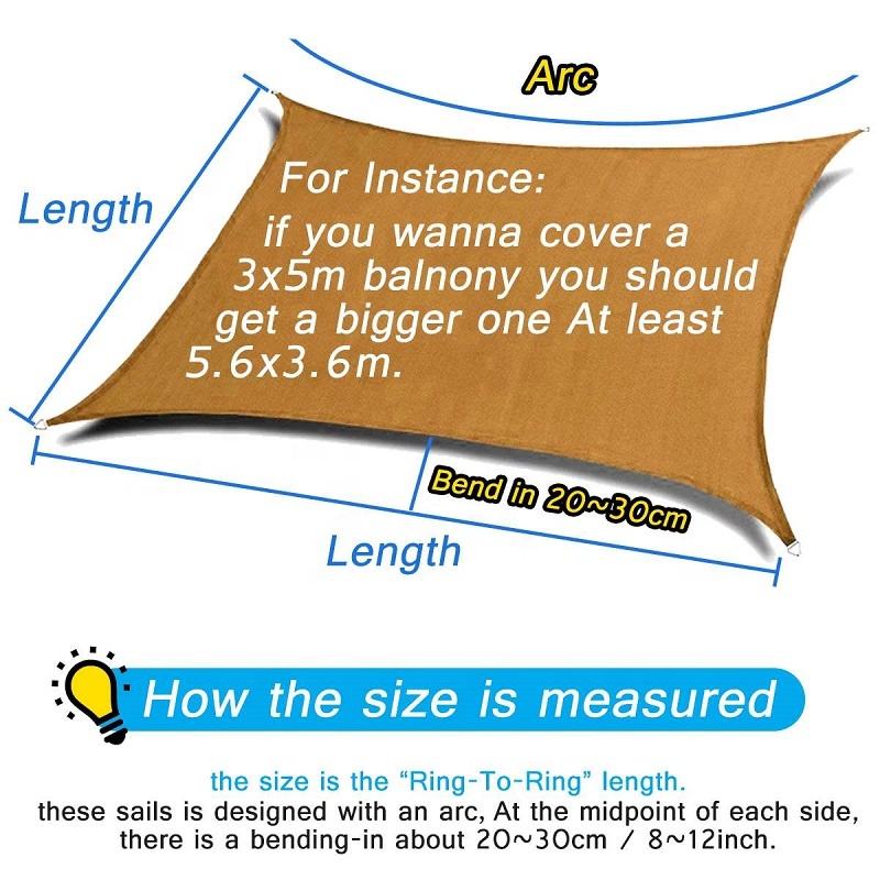 Swimming Pool Sun Shade Sail Shade Sail Tents HDPE Car Sun Shade